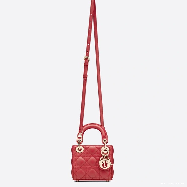 Cheap Lambskin Cannage Lady Dior Bag Red Micro 0813 Luxury